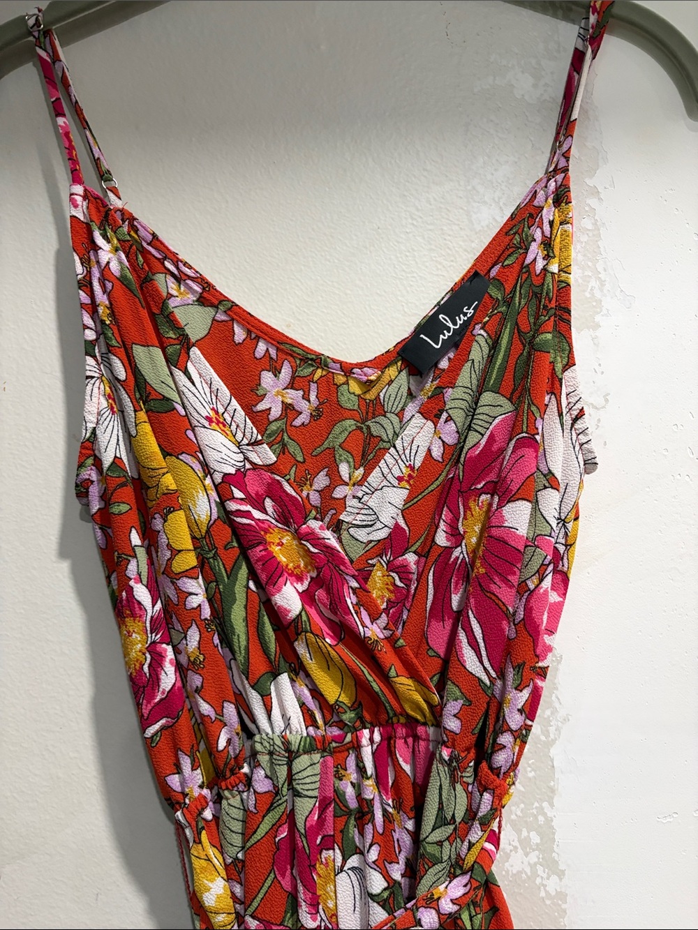 Lulu's Orange Floral V-Neck Spaghetti Strap Camisole